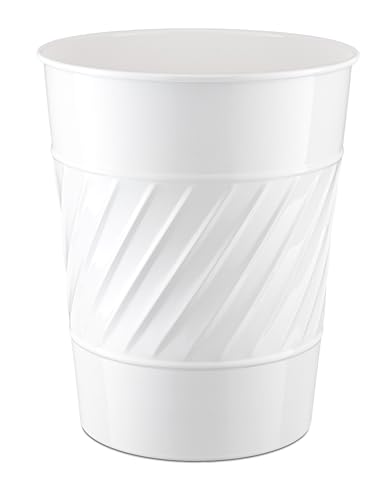 Monarch Abode White Wave Embossed Metal Trash Can 1