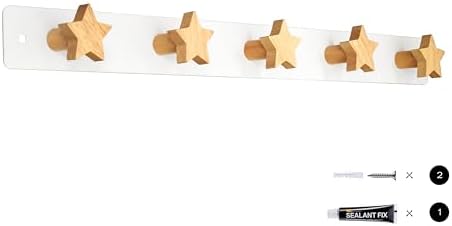 Wall Mounted Wooden Coat Rack for Kids with 5 Hooks