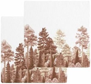 Falaniique Waffle Dish Towels Set of 2 Nature Pine Maple Tree Design