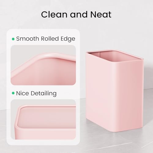 Cesun 21 Gallon Pink Metal Trash Can for Bathroom