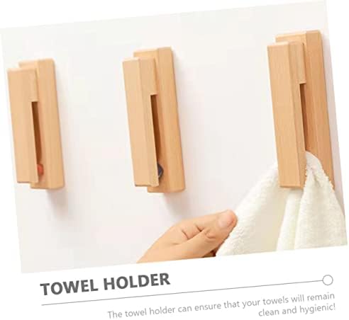 5pcs Solid Wood Towel Hook Coat Rack
