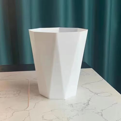 Small Plastic Trash Can with Stylish Design White
