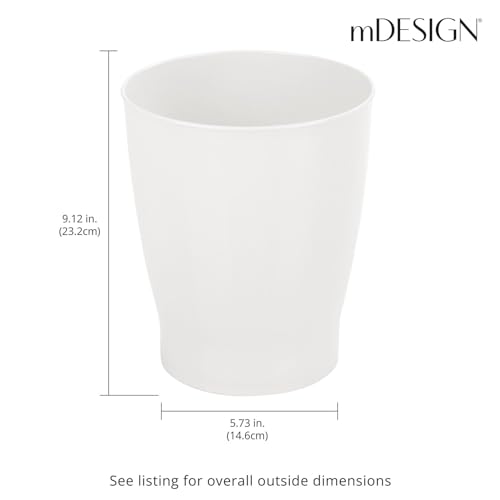 mDesign Round Plastic Wastebasket 125 Gallon Cloud White