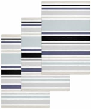 Falaniique Waffle Towel Set of 3 Black Aqua Blue Microfiber