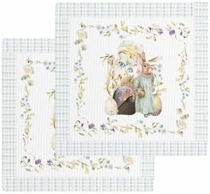 Falaniique Easter Waffle Dish Towel Set of 2 Microfiber Soft Quick Dry