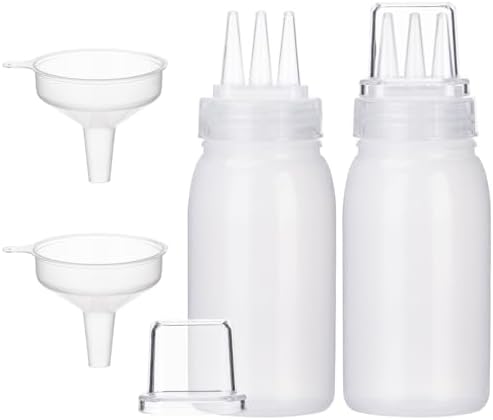 Uceoo 3-Hole Condiment Squeeze Bottles 2 Pack with 2 Funnels
