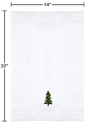 Saro Lifestyle Christmas Tree Embroidered Guest Towel Set of 4 - White