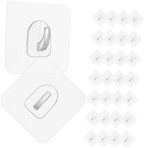 HOMSFOU 30pcs Self-Adhesive Wall Hooks for Kitchen Bathroom Living Room