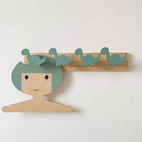 2pcs Dinosaur Wall Hooks Wooden Coat Racks for Boys