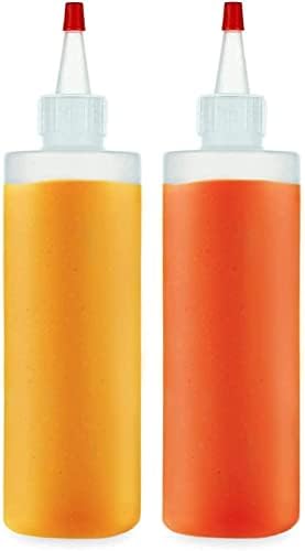 BRIGHTFROM 16 OZ Squeeze Bottles 4 Pack BPA Free Red Top Condiment Containers