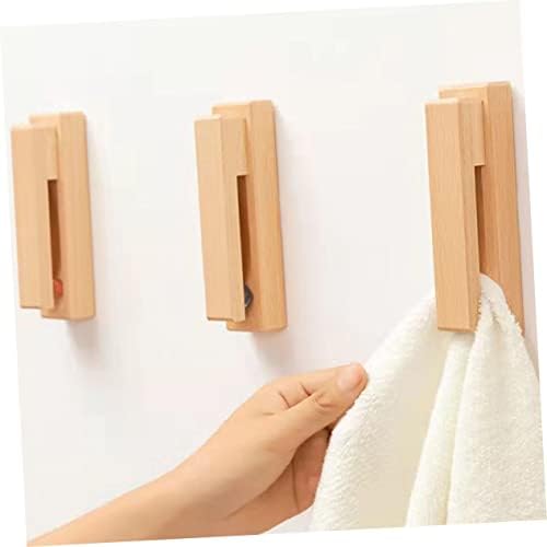 5pcs Solid Wood Towel Hook Coat Rack