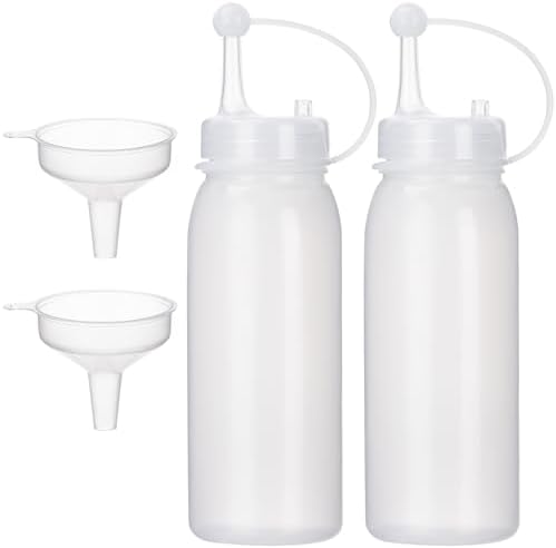 Uceoo Condiment Squeeze Bottles 2 Pack with 2 Funnels