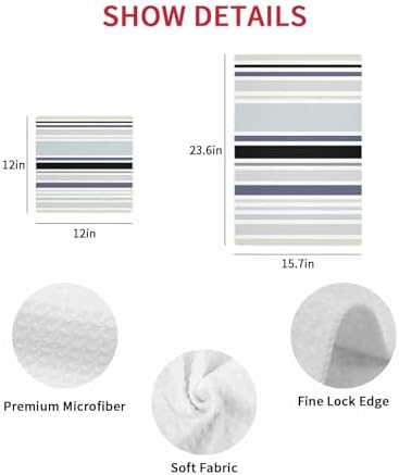 Falaniique Waffle Towel Set of 3 Black Aqua Blue Microfiber