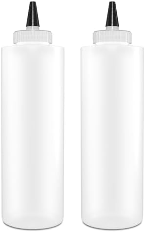BRIGHTFROM 16 oz Squeeze Bottles 2 Pack - BPA Free Leak Proof Wide Neck