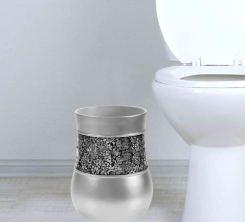 Crackled Glass Silver Small Decorative Trash Can