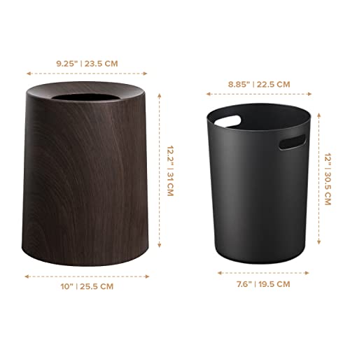 Trashaholic Spill Proof Kids Pet Friendly Dark Walnut Trash Can