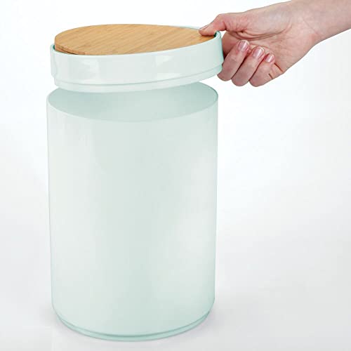 mDesign Small Round Trash Can with Swing-Close Lid - 13 Gallon - Mint GreenNatural