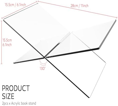 Fincoly Acrylic Book Stand for Kitchen Counter and Coffee Table