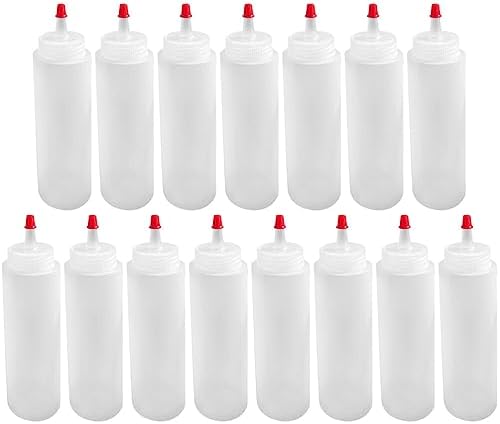 Luxshiny 15PCS Clear Condiment Squeeze Bottles