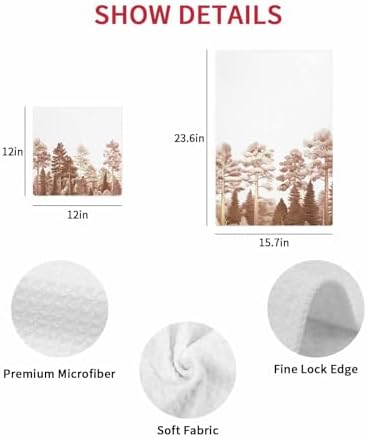 Falaniique Waffle Dish Towels Set of 2 Nature Pine Maple Tree Design