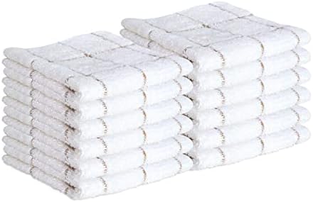 Arkwright Dish Towels - 12 Pack 100 Cotton 12x12 Inches Tan