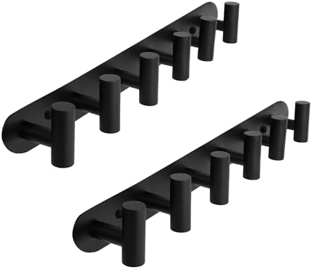 Topspeeder 2 Pcs Wall Mount Coat Rack with 6 Hooks
