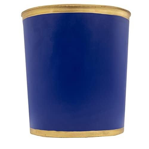 Jayes Studio Decorative Trash Can Blue Oval Metal Waste Basket