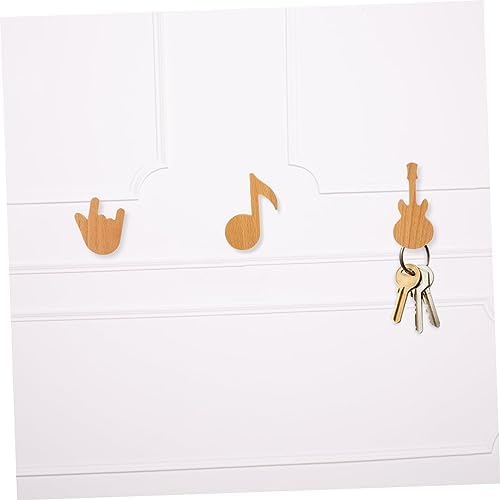 3Pcs Wall Mounted Wood Hooks for Hats Keys and Clothes