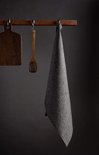 Solino Home Linen Kitchen Towels Set of 2 Charcoal Grey