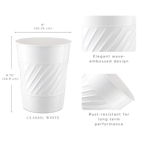 Monarch Abode White Wave Embossed Metal Trash Can 1