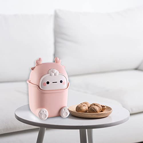 Cute Deer Desktop Trash Can with 90 Bags Pink 1