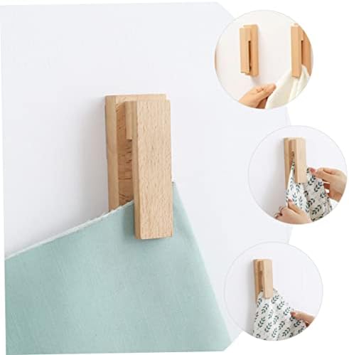 Alipis 4pcs Solid Wood Towel Hooks Wall Mount Decorative Hangers