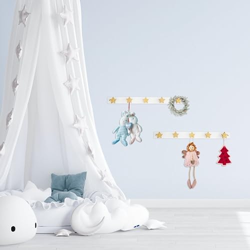 Wall Mounted Wooden Coat Rack for Kids with 5 Hooks