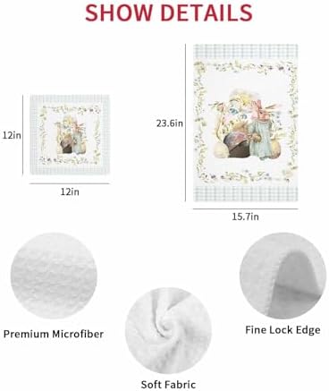 Falaniique Easter Waffle Dish Towel Set of 2 Microfiber Soft Quick Dry
