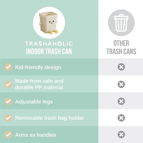 Trashaholic 42-Gallon Cute Kids Trash Can - Beige with Handles