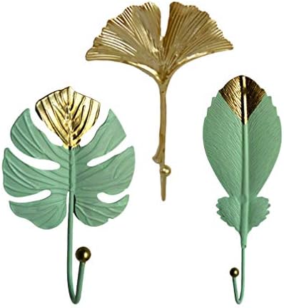 3 Pcs Wrought Iron Tropical Leaf Hooks for Home and Office