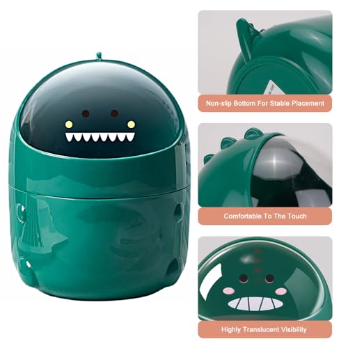 Green Dinosaur Desktop Trash Can with 90 Bags 1