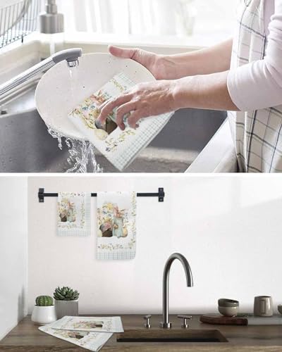 Falaniique Easter Waffle Dish Towel Set of 2 Microfiber Soft Quick Dry