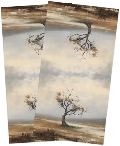ZOE GARDEN Wild Leaves Dish Towel Set 2-Pack 18x28 Microfiber Kitchen Towels