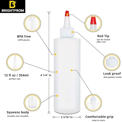 BRIGHTFROM 12 oz Condiment Squeeze Bottles Set of 2
