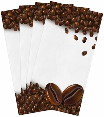 ZOE GARDEN Retro Coffee Dish Towels 4-Pack Brown White 18x28