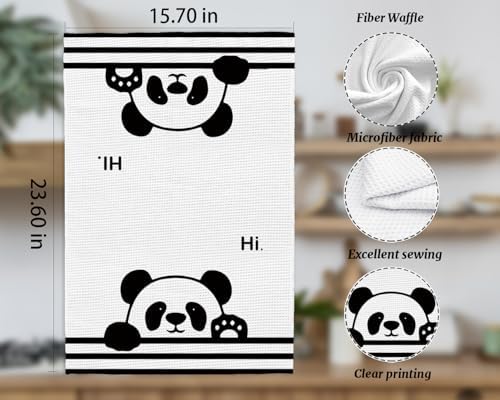 Cute Panda Waffle Kitchen Towels 16x24 Inch