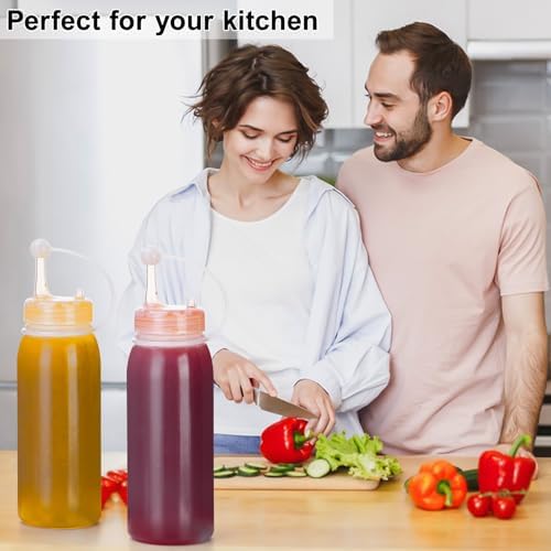 Uceoo Condiment Squeeze Bottles 2 Pack with 2 Funnels