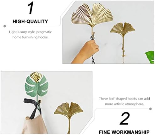 3 Pcs Wrought Iron Tropical Leaf Hooks for Home and Office