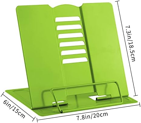 MSDADA Adjustable Metal Book Stand with Page Clips - Green