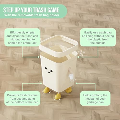 Trashaholic 42-Gallon Cute Kids Trash Can - Beige with Handles