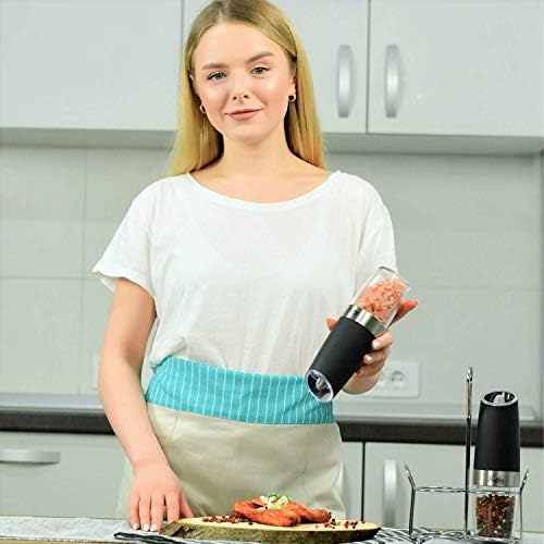 Gravity Salt Pepper Grinder Set - Adjustable Coarseness and LED Light