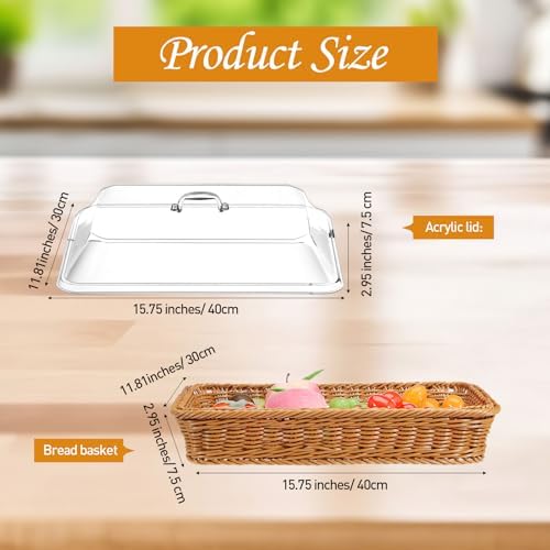 Mumufy 2 Pack Wicker Bread Basket with Acrylic Lid 1