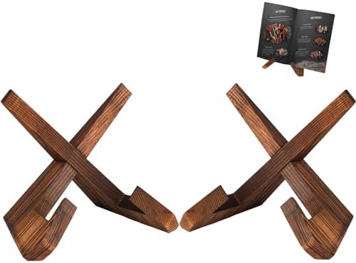 KLEVERISE 2 Set Wooden Cookbook Stands Dark Brown