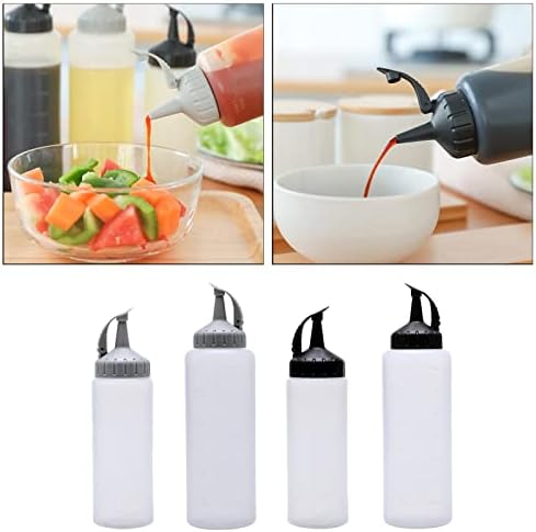 Duiaynke 4 Pack Condiment Squeeze Bottles with Leakproof Lid and Precision Tip